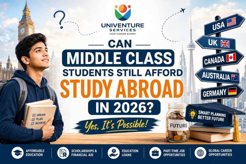 Middle class students study abroad 2026 affordable education scholarships loans global career opportunities