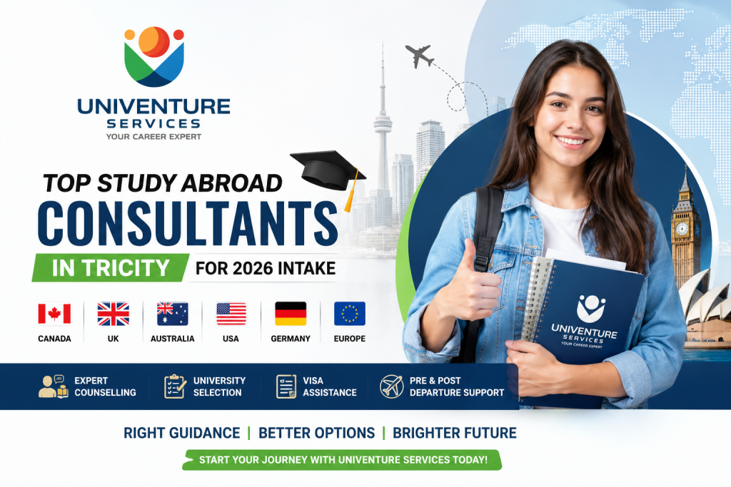 Top study abroad consultants in Tricity for 2026 intake – Univenture Services career counselling and visa support